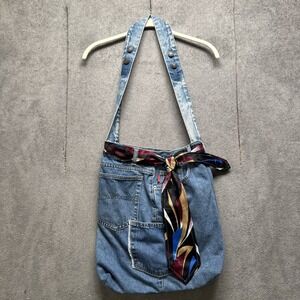 Handmade Upcycled Denim Crossbody Bag Purse Tote Jeans‎ Patchwork Y2K Boho